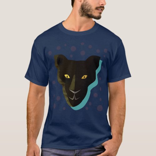 Funny panther Head Hand Drawn T_Shirt