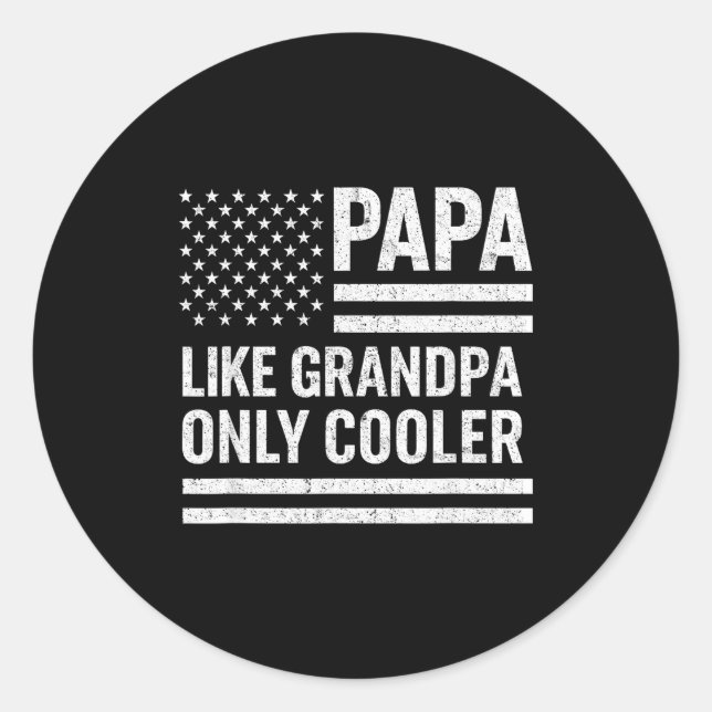 Funny Papa Art For Grandpa From Grandkids Father's Classic Round Sticker (Front)
