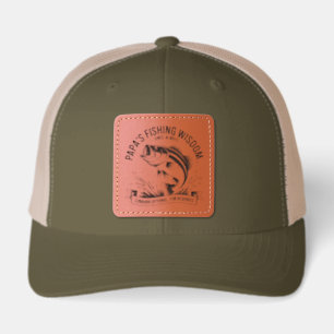 Funny Papa Bass Fishing Grandpa Family Gift Leather Patch Hat
