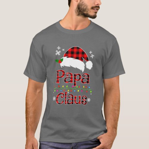 Funny Papa Claus Christmas Red Plaid Pajamas Santa T_Shirt