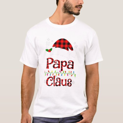 Funny Papa Claus Christmas Red Plaid Pajamas Santa T_Shirt