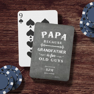 Funny Papa Grandfather Monogram Poker Cards