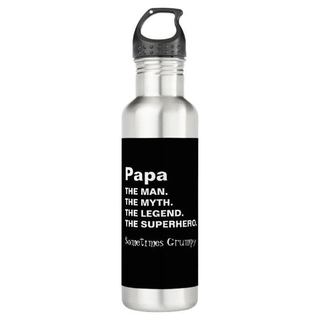 Funny Papa Man Myth Legend  Stainless Steel Water Bottle (Front)