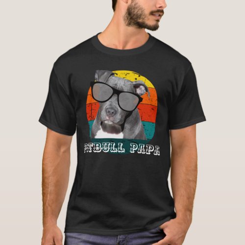 Funny papa pitbull fathers day T_Shirt