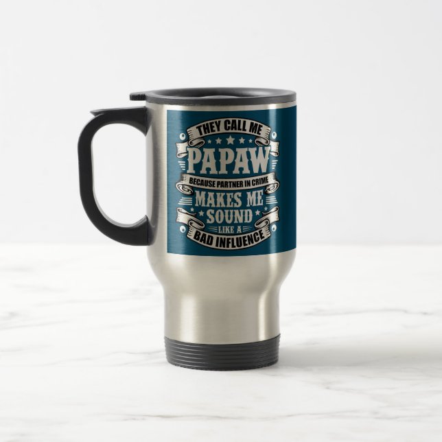 Funny Papaw Grandpa Grandfather Step Dad Father's Travel Mug (Left)