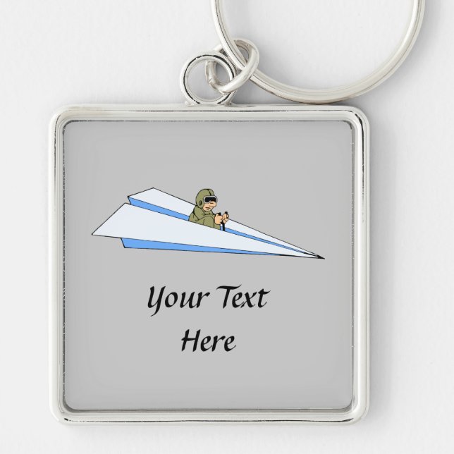 Funny Paper Airplane Pilot Keychain (Front)