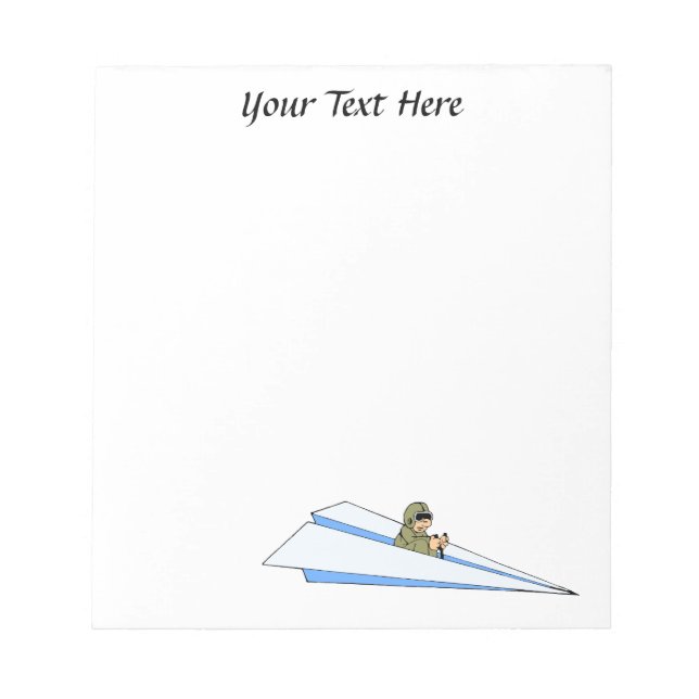 Funny Paper Airplane Pilot Notepad (Front)