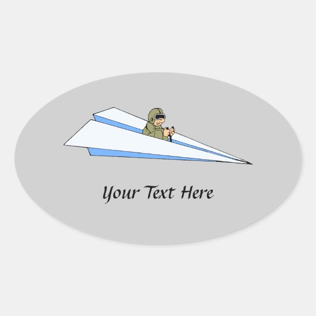 Funny Paper Airplane Pilot Oval Sticker (Front)