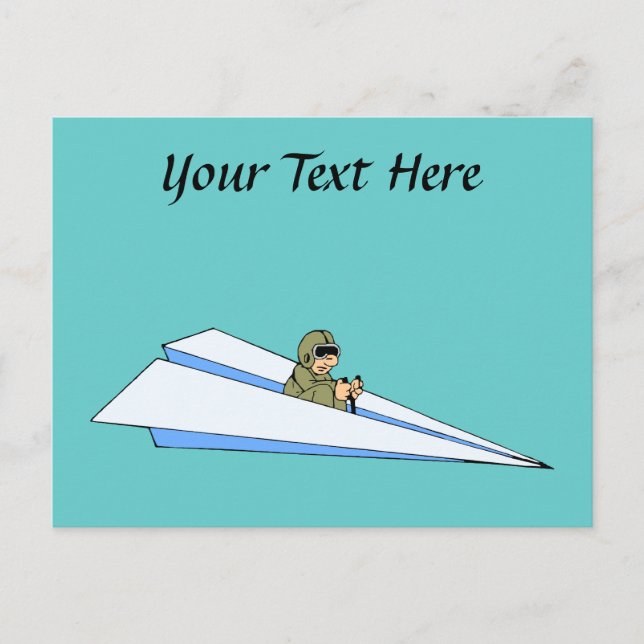 Funny Paper Airplane Pilot Postcard (Front)