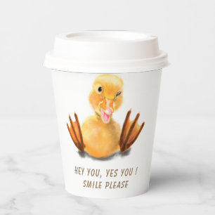 Funny Paper Cups with Happy Yellow Duck - Smile