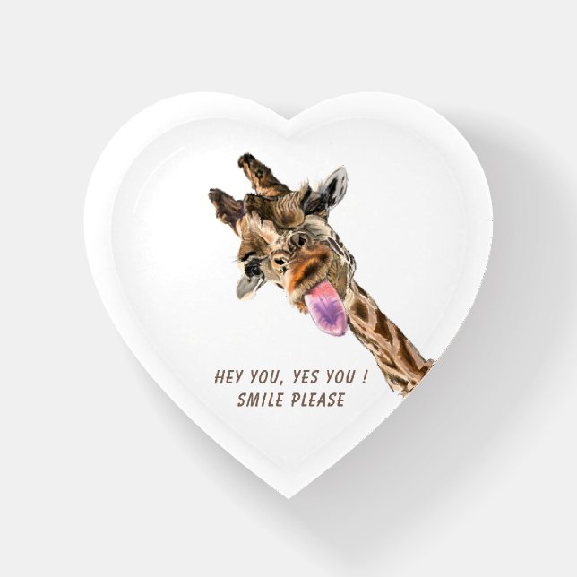Funny Paperweight Playful Giraffe - Custom Text (Front)