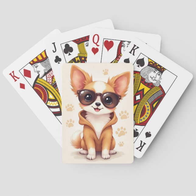 Funny Papillon Kawaii Dog Poker Cards (Back)