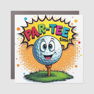 Funny Par-Tee Time Golf Ball Art Car Magnet