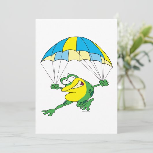 funny parachuting froggy frog cartoon (Standing Front)