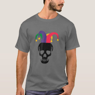 Funny Parade Costume Mardi Gras Skull Jester Mask T-Shirt