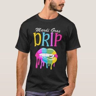 Funny Parade Party Mardi Gras Drip Lips Carnival B T-Shirt