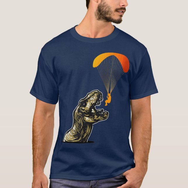 Funny Paragliding Dino Paragliders skydiving T-Shirt (Front)