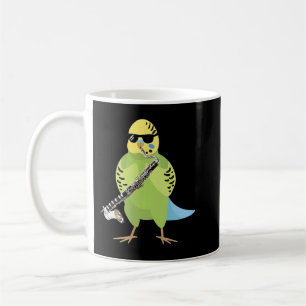 Funny Parakeet Wearing Sunglasses Playing Bass Cla Coffee Mug