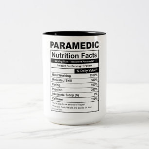 Funny Paramedic Nutrition facts Two-Tone Coffee Mug