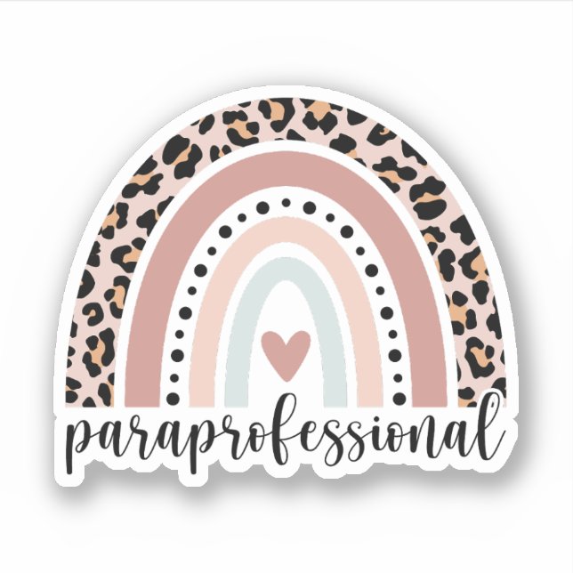Funny Paraprofessional Gift, Para Teacher Rainbow Sticker (Front)