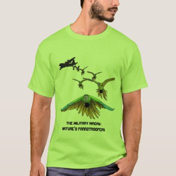 Funny Paratrooper Parrotrooper Macaw Shirt by MarshallArtsInk at Zazzle