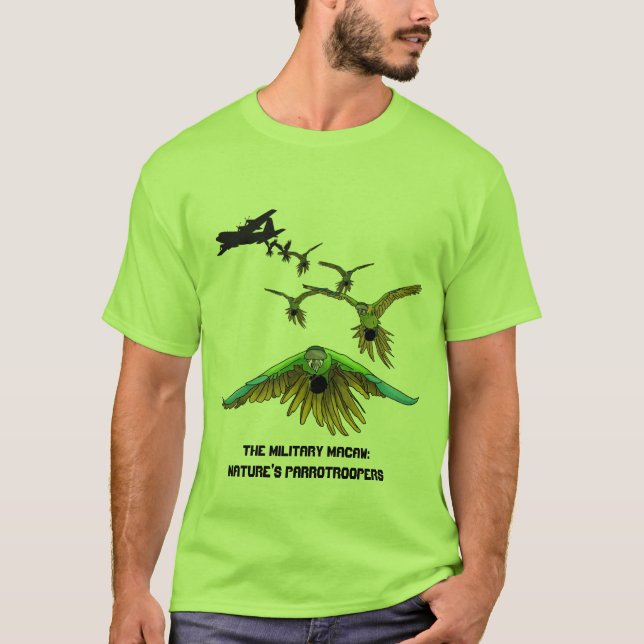 Funny Paratrooper Parrotrooper Macaw Shirt (Front)