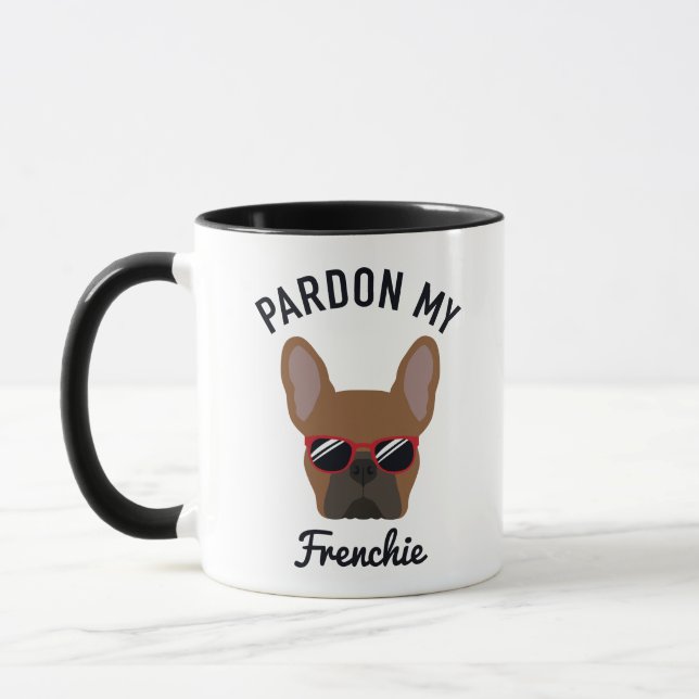 Funny Pardon my Frenchie Red Fawn French Bulldog Mug (Left)