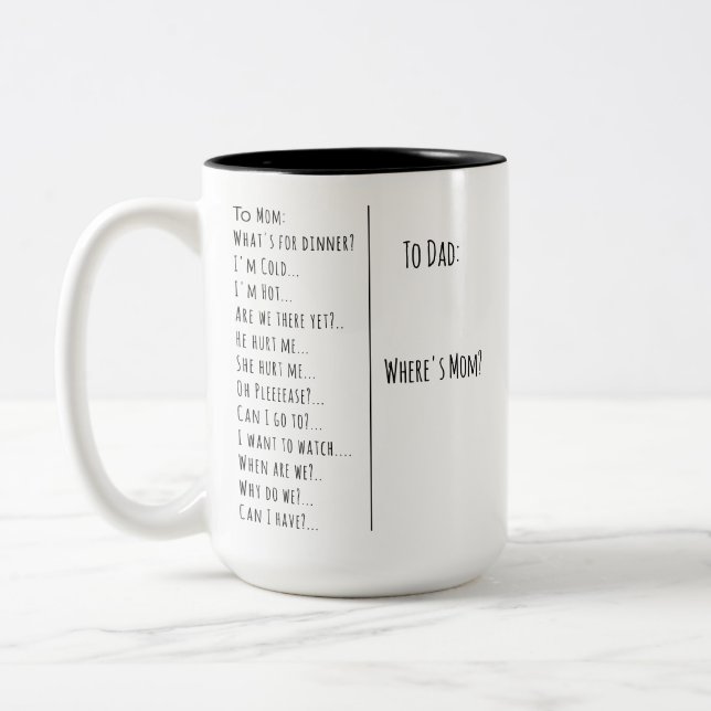 Funny Parenting Gift For Mom, Wife Present, Tired  Two-Tone Coffee Mug (Left)