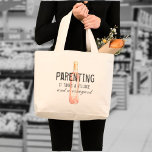 Funny Parenting Village and Vineyard Quote Grocery Tote Bag<br><div class="desc">Funny tote bag design features parenting quote in distressed font with watercolor bottle of Rosé wine. Don't miss out on this hilarious and practical tote bag – it's the perfect gift for yourself or any parent in your life who deserves a good chuckle!</div>