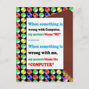 FUNNY Parents Computer Blame Game Jokes Comedy FUN Postcard