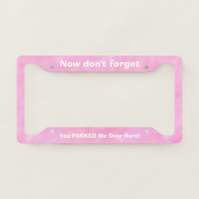 Funny Parked Car Pink Medium License Plate Frame (Front)