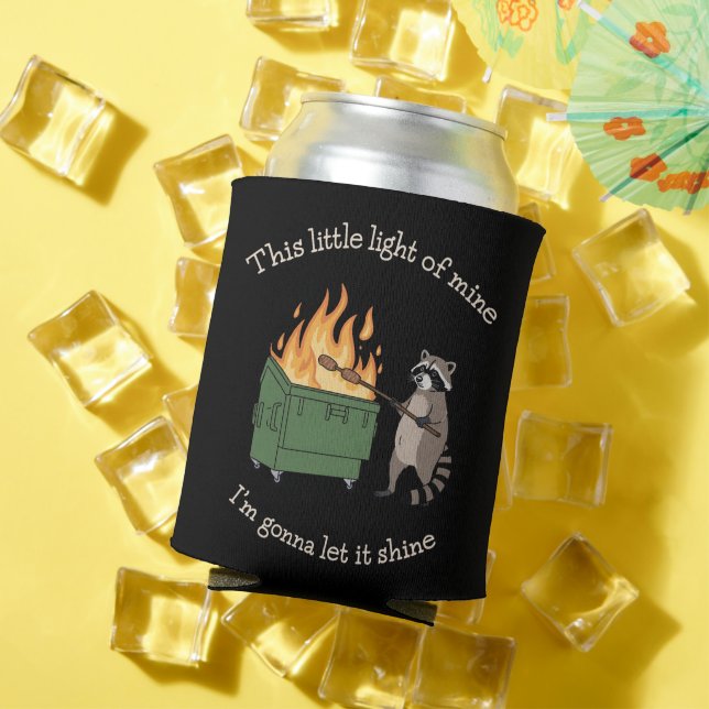 Funny Parody Dumpster Fire Raccoon Mental Health Can Cooler (In Situ Summer)