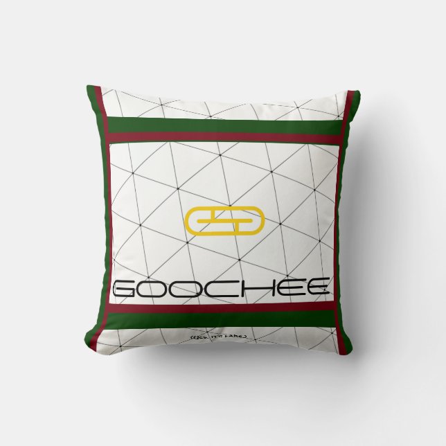 Funny Parody Fake Brand "Goochee" (Yes, it's fake) Throw Pillow (Front)