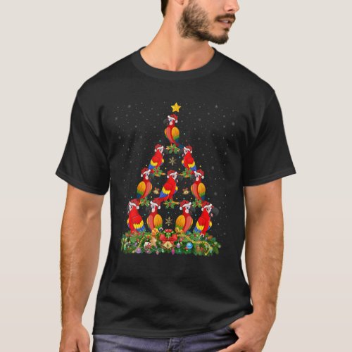 Funny Parrot Bird Lover Santa Parrot Christmas Tre T_Shirt