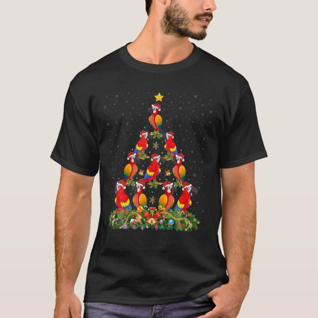 Funny Parrot Bird Lover Santa Parrot Christmas Tre T-Shirt (Front)