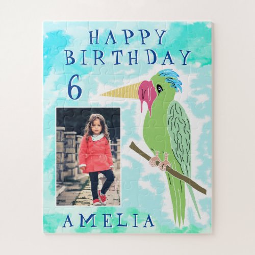 Funny Parrot Drawing Photo Birthday Kids Jigsaw Puzzle