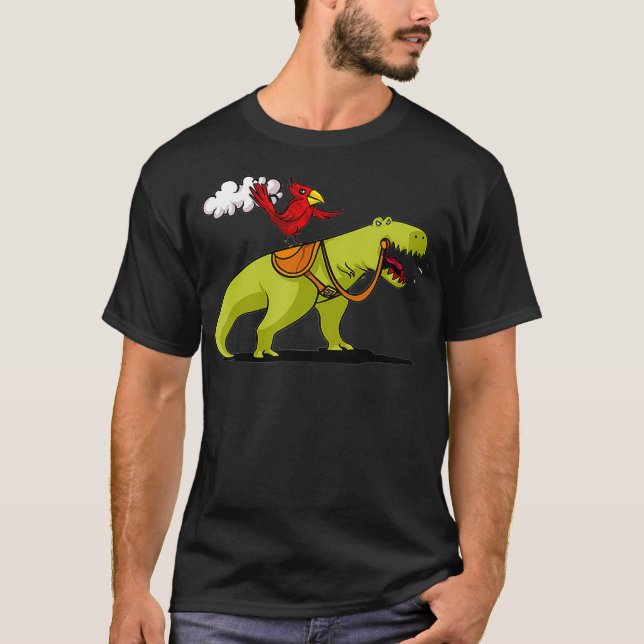 funny parrot drive dinosaurs  Funny Dinosaur T-Shirt (Front)