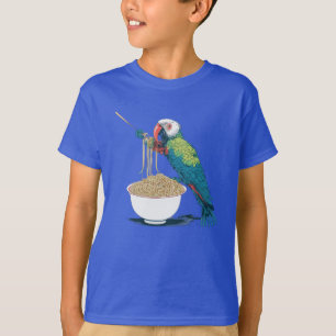 Funny Parrot Eating Ramen Noodles T-Shirt
