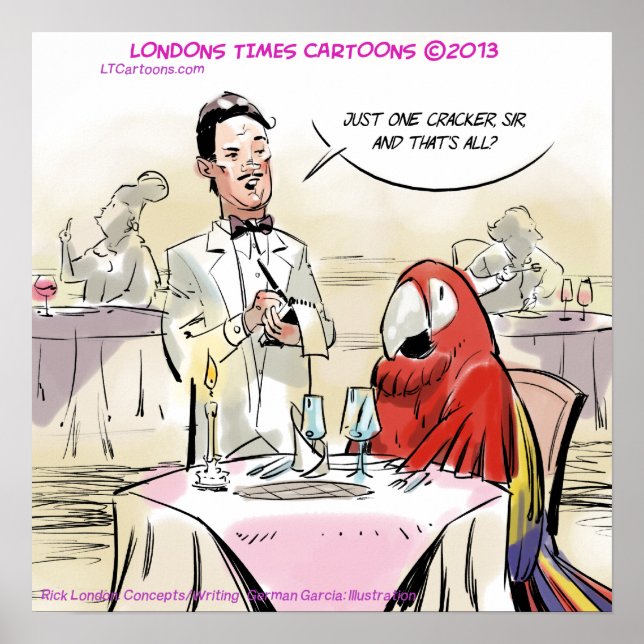 Funny Parrot Fine Dining Poster (Front)
