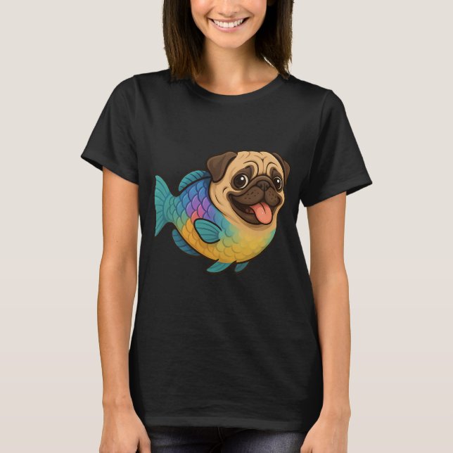 Funny Parrot Fish with a Pug Head T-Shirt (Front)