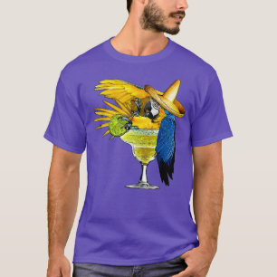 Funny Parrot in Margarita Drinking Glass T-Shirt