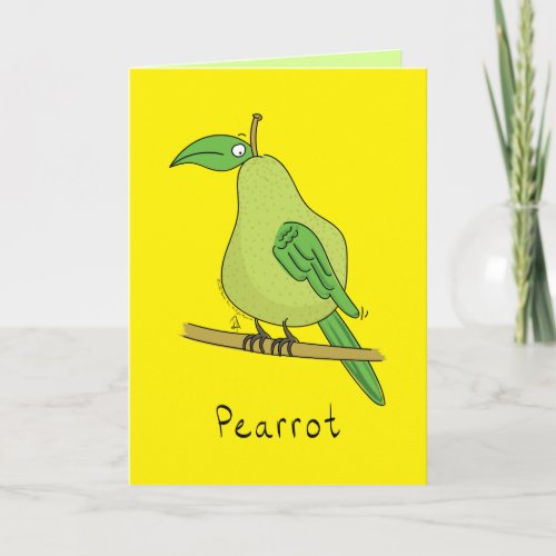 Funny Parrot Pear Bird Pun Cute Pearrot Card