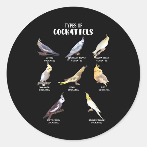 Funny Parrot Pet Bird Exotic Cockatiel Types Classic Round Sticker