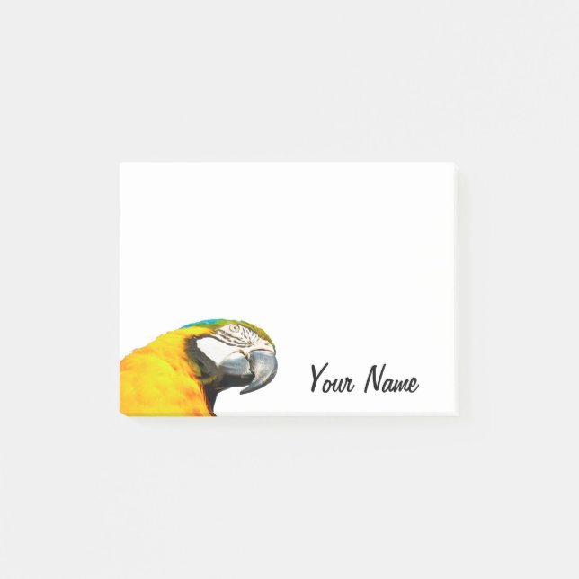 Funny Parrot Portrait Personalized Name Post-it Notes (Front)
