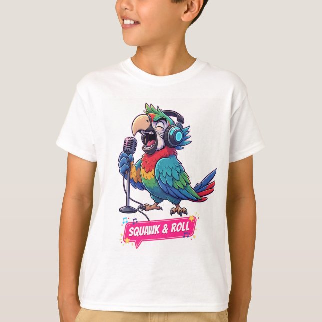 Funny Parrot Singing Karaoke T-Shirt  (Front)