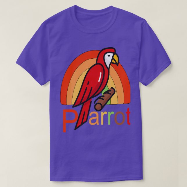 Funny Parrot Vintage Sunset illustration T-Shirt (Design Front)