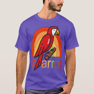 Funny Parrot Vintage Sunset illustration T-Shirt