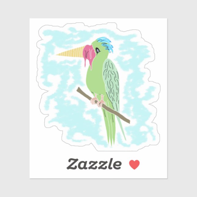 Funny Parrot with Ice Cream Sticker (Sheet)
