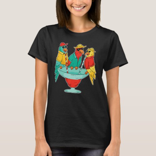 Funny Parrots Drinking Birds Hawaii Tropical Bird  T_Shirt