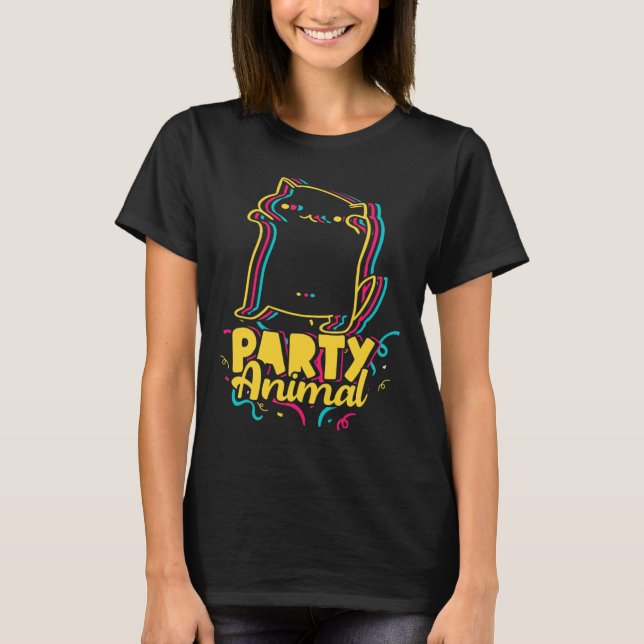 Funny Party Animal Disco Dancing Cat Meme  T-Shirt (Front)